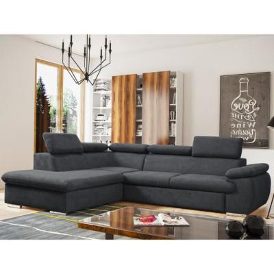 Canap&eacute; d'angle Convertible en Tissu avec Coffre de Rangement Fabien - Anthracite - Angle Gauche
