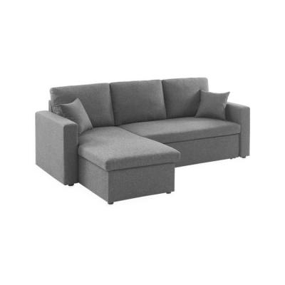 Canap&eacute; d'angle convertible 3 places en tissu gris chin&eacute; fonc&eacute;