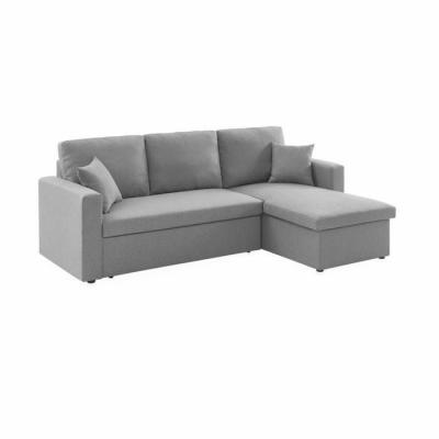 Canap&eacute; d'angle convertible 3 places en tissu gris clair