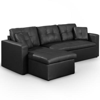 Paris Prix - Canap&eacute; D'angle Convertible corto 230cm Noir
