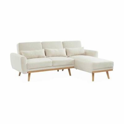 Canap&eacute; d'angle convertible bouclettes blanches sweeek