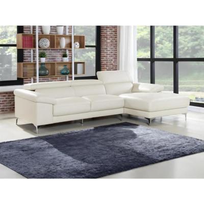 Vente-unique Canap&eacute; d'angle en cuir SOLANGE - Blanc - Angle droit