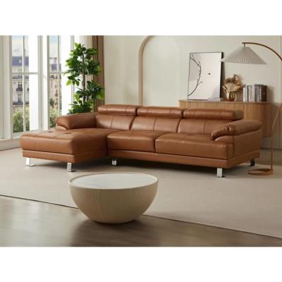 Vente-unique - Canap&eacute; d'angle Gauche en Cuir Premium Camel EXCELSIORA