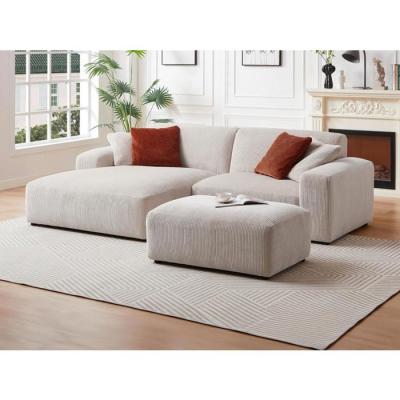 Vente-unique - Canap&eacute; d'angle Gauche en Velours c&ocirc;tel&eacute; Beige TIRONO