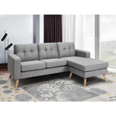 Canap&eacute; d'angle r&eacute;versible en tissu bartolome - Gris chin&eacute; - Gris