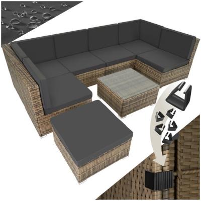 Tectake canap&eacute; de jardin venise 7 places - marron naturel 403701