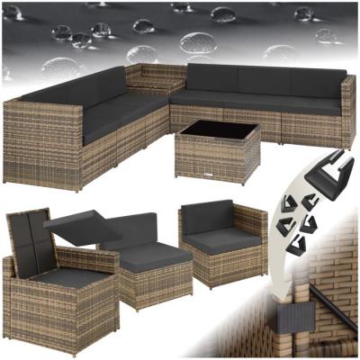 Tectake salon en rotin verona - marron naturel 404235