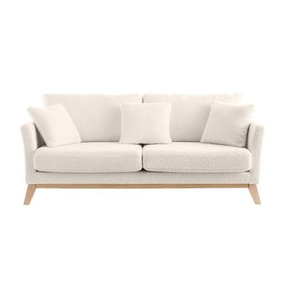 Canap&eacute; scandinave 3 places d&eacute;houssable blanc effet laine boucl&eacute;e OSLO