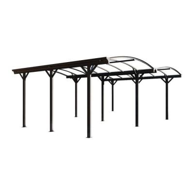 Carport pergola double autoportant en aluminium - 2 voitures - 30 m&sup2; - Gris anthracite - BARESA