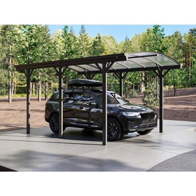Carport pergola simple autoportant en aluminium - 1 voiture - 15,15 m&sup2; - Gris anthracite - baresa