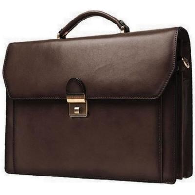 Cartable refente de cuir de vachette 2 soufflets K 63025 - Chocolat