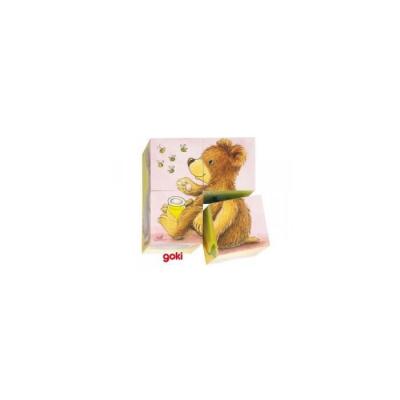 Goki-Goki-57056-Puzzle b&eacute;b&eacute;s Animaux, 4 Cubes, 57056