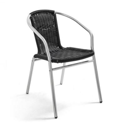 Chaise de jardin aluminium et r&eacute;sine gris noir 