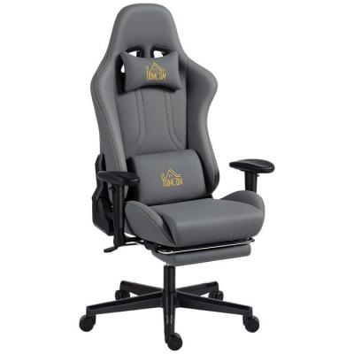 Chaise gaming accoudoirs 3D dossier inclinable tissu en su&egrave;de gris