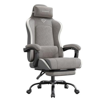 Chaise gaming ergonomique repose-pieds, accoudoirs avec m&eacute;canisme gris