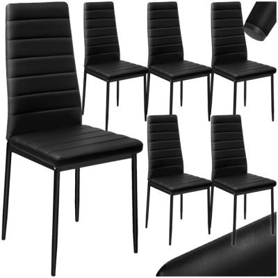 Tectake lot de 6 chaises avec surpiq&ucirc;re - noir 401848