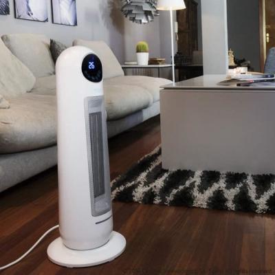 Chauffage soufflant en c&eacute;ramique colonne avec &eacute;cran LCD 2200W gris blanc