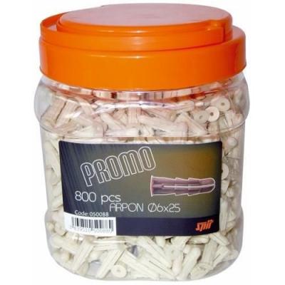 Cheville plastique universelle Arpon 6x25 bidon de 800 Spit 055722