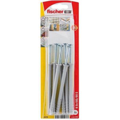 Cheville &agrave; frapper en nylon N-S t&ecirc;te frais&eacute;e Fischer 8x100 mm, 8 pi&egrave;ces