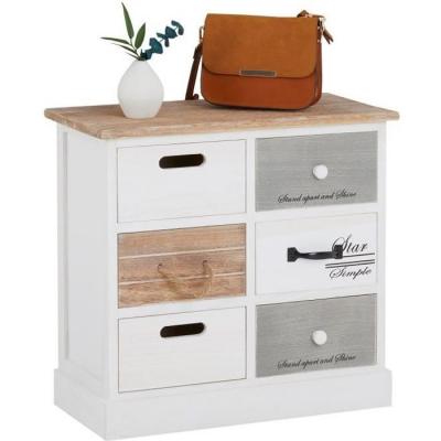 Chiffonnier SALVA avec 3x3 tiroirs, en bois blanc et brun