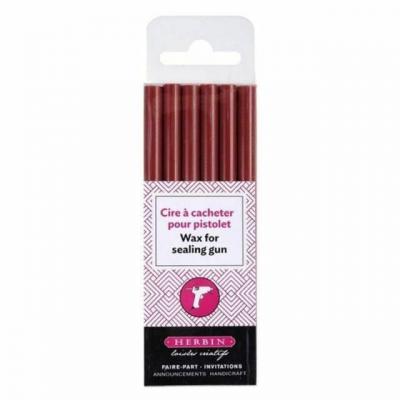 Lot de 5 6 b&acirc;tons de cire pour pistolet, coloris cerise