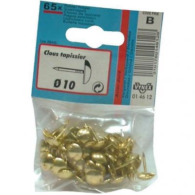 Clous tapissier acier dor&eacute; 10 mm sc, diam&egrave;tre 10 mm, 65 pi&egrave;ces Vynex