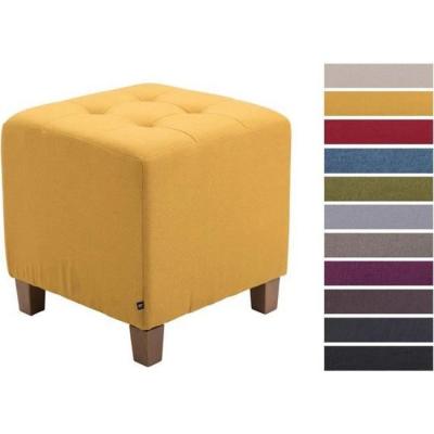 Tabouret couleur jaune fabriqu&eacute; en bois et tissu polyester Puff Pharao CLP