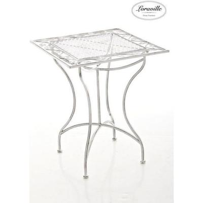 CLP - Table de Jardin en Fer Forg&eacute; asina 60 x 60 cm antique/blanc