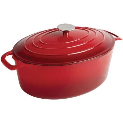 Cocotte ovale en fonte rouge 5 l - vogue - fonte5243oui x295x110mm