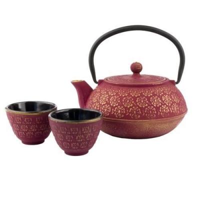 Bredemeijer Shangai Teapot With Coasters Rouge