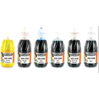 Lot de 6 flacons encre &agrave; dessiner Cl&eacute;op&acirc;tre 250 ml assortiment