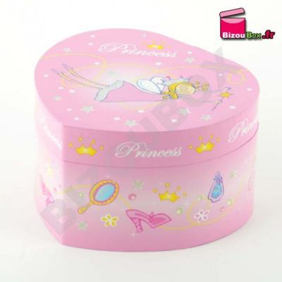Bo&icirc;te &agrave; Musique Coeur Princesse - TROUSSELIER rose