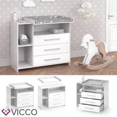 Commode &Agrave; Langer 113x100cm Avec Tiroirs, Blanc