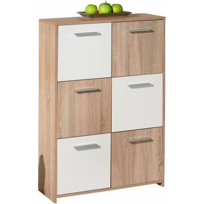 Commode de 6 portes Ch&ecirc;ne de Sonoma, Dim : 77 x 30 x 115 cm -PEGANE-