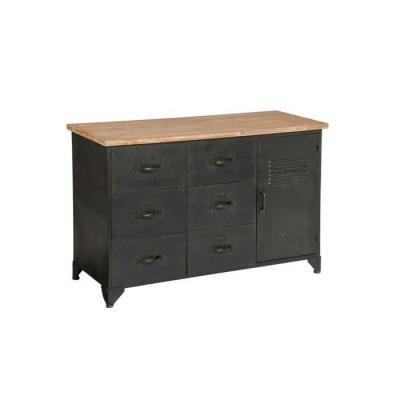 Commode 6 tiroirs & 1 porte ""torof"" 108cm noir