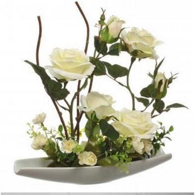 Atmosphera Cr&eacute;ateur d'int&eacute;rieur - Composition Florale Rose 36cm Blanc