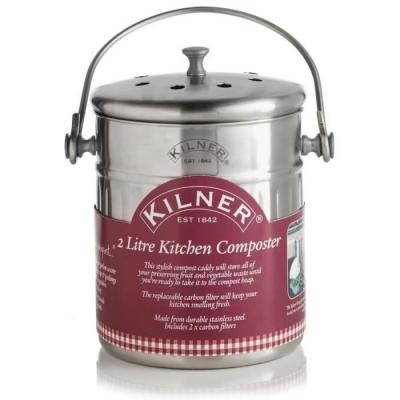 Composteur en inox avec 2 filtres &agrave;&nbsp; charbon 2l accessoires
