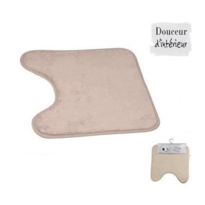 Tapis contour wc 45x45 cm uni Taupe 100% Microfibre