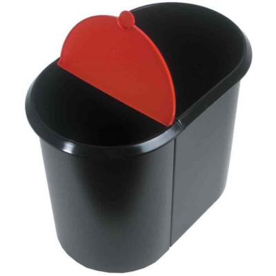 Helit corbeille &agrave; papier Duo-System, ovale, PE, noir/rouge