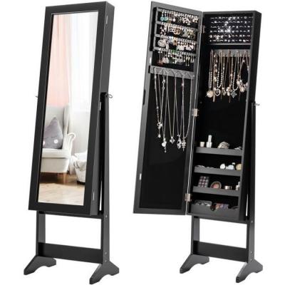 Armoire &agrave; bijoux sur Pied avec Miroir Coffre &agrave; Bijoux Armoire de Rangement Cosm&eacute;tiques 3 Positions R
