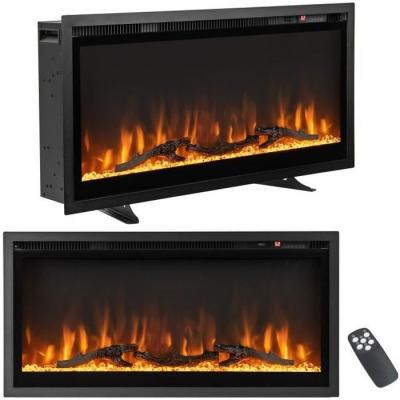 CostwayChemin&eacute;e &Eacute;lectrique Murale avec 9 Couleurs de Flamme 750W/1500W