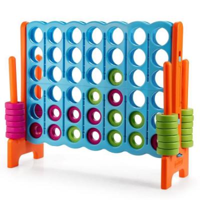 Jeu de Soci&eacute;t&eacute; pour Enfant - COSTWAY - Puissance 4 G&eacute;ant - 42 Anneaux et Curseurs - Bleu
