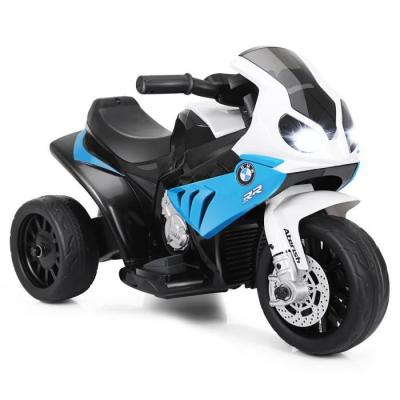 COSTWAY BMW Moto Electrique pour Enfants 6V/4Ah,3 Km/h avec Phare, Musiques 3 Roues 1,5-3 Ans Bleu