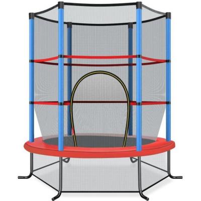 Trampoline de Jardin pour Enfants COSTWAY - &Oslash;165 cm - Filet de Protection - Structure en Acier Bleu