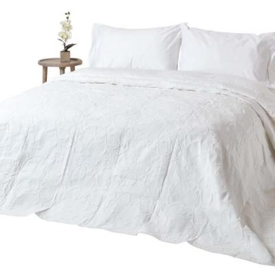 HOMESCAPES - Couvre-lit Blanc matelass&eacute; Motif en Relief - 180 x 260 cm