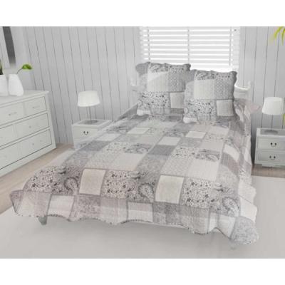 Couvre-lit boutis coton 220x240 cm AURORE avec 2 taies d'oreiller