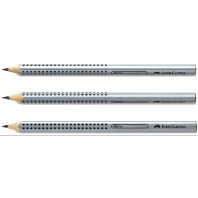 FABER-CASTELL Crayon Jumbo GRIP, B, argent - Lot de 10