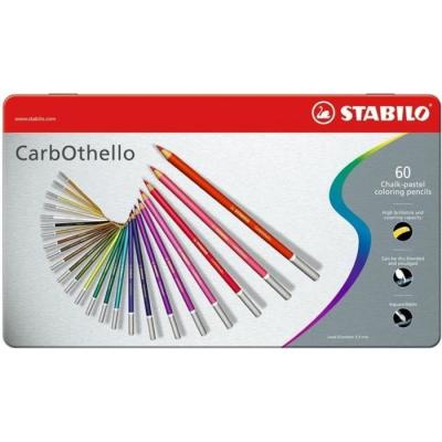 Crayons de couleur fusain pastel CarbOthello - STABILO - Bo&icirc;te m&eacute;tal de 60 crayons de couleur 