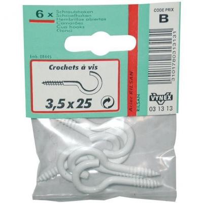 Crochet &agrave; vis - acier rilsanis&eacute; - 3x16 mm