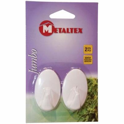 Lot de 2 crochets adh&eacute;sifs - Metaltex - Blanc - Plastique